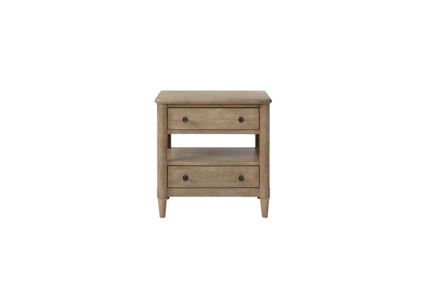 English Elm Open Nightstand with Two Drawers and Felt-Cedar Linings, Solid Wood+MDF, Custom Hardware, Durable Finish Sand 29.25 L x 20.5 W x 25.75 H B2699P218787