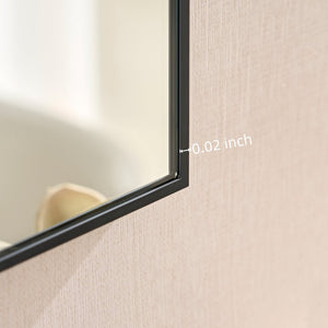 English Elm Wall Mirror 40X30 Inch Arched Black Metal Frame For Elegant Bathroom, Living Room & Bedroom Decor W2091P345025-GIGA