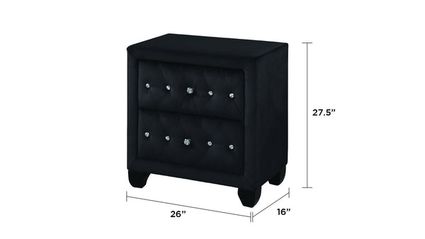 English Elm Encore Modern Style King 5Pc Bedroom Set With Tufted Upholstered Bed And Chic Black Wood Finish B009S01690