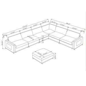 English Elm Modern Modular Sectional Sofa Plush Fabric Upholstery Reconfigurable Living Room Seating Beige+White W2085S00111