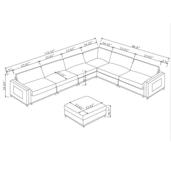 English Elm Modern Modular Sectional Sofa Plush Fabric Upholstery Reconfigurable Living Room Seating Beige+White W2085S00111