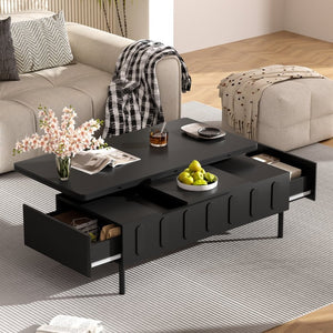 English Elm Vibe Haus Lift-Top Coffee Table: Multi-Functional Design With Hidden Storage & Drawers N724P292514B-GIGA