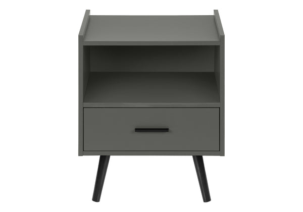 English Elm Accent Side Table Rustic Grey Laminate Compact Storage Cabinet Transitional Bedroom Grey B2710P461707