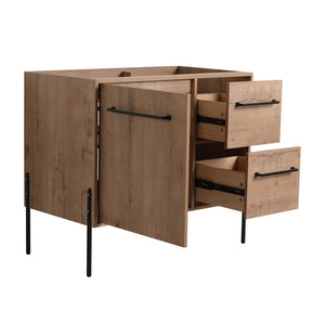 English Elm 36" Freestanding Vanity with Integrated Resin Sink Soft Close Drawers Modern Bath W999P405130