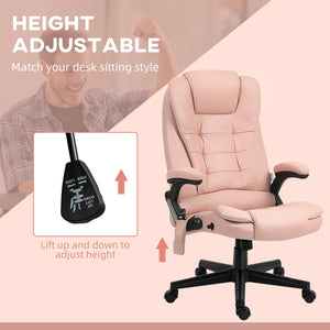 English Elm HOMCOM High-Back Executive Massage Chair with 6-Point Vibration, Lumbar Heat, Recline & Remote Pink W2225P250025