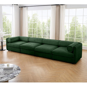 English Elm Modular 4-Seat Sectional Sofa With Ergonomic Support, Storage, And Luxurious Green Chenille Upholstery W714S01063