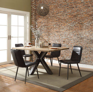 English Elm Black Side Chair Set Of 2 - Elegant Padded Back With Antique Black Metal Legs For Modern Spaces B062P215497