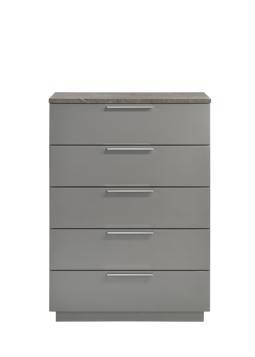 English Elm Elara Two-Tone High-Gloss Marble & Lacquer Chest with 5 Full-Extension Drawers and Metal Legs B009P309300