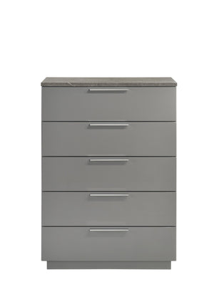 English Elm Elara Two-Tone High-Gloss Marble & Lacquer Chest with 5 Full-Extension Drawers and Metal Legs B009P309300