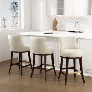 English Elm Lucia Natural Chenille Barstool With Beech Wood Legs - Stylish Comfort & Durability For Any Space B365P398036