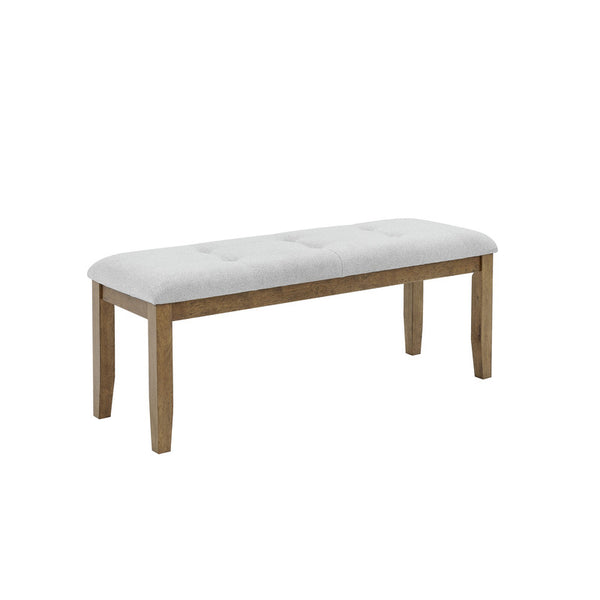 English Elm Dafne Tufted Upholstered Dining Bench Walnut Frame Light Gray Polyester Seat B2749P413311