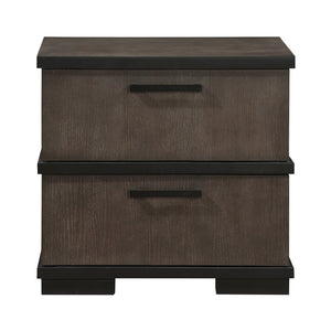 English Elm Two-Tone Modern-Industrial Nightstand with 2 Drawers, Brown-Gray Oak Veneer & Black Hardware, 28" x17" x27" B011P242817