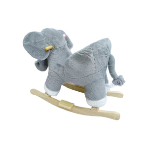 English Elm Kids Elephant Plush Rocking Toy with Sound Button Safety Belt and Sturdy Steel Frame W3723P374146