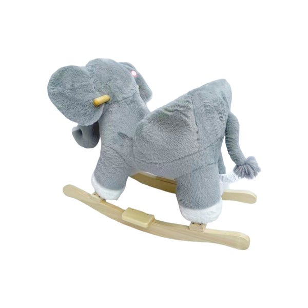 English Elm Kids Elephant Plush Rocking Toy with Sound Button Safety Belt and Sturdy Steel Frame W3723P374146