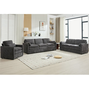 English Elm Cozy Upholstered Sofa Set - Cloud-Like Comfort With Deep Cushions & Stylish Grey Chenille Design N719S001920E