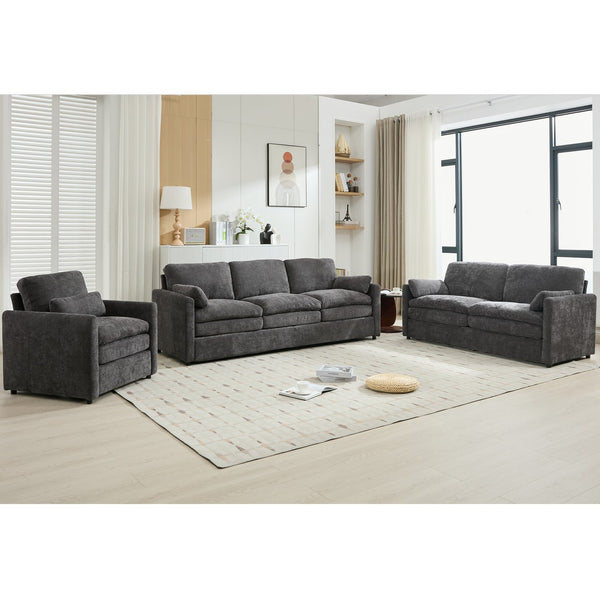 English Elm 101.2" Modular Chenille Sectional Sofa with Tufted Cushions and Deep Seating for Living Room Grey N719S001923E