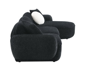 English Elm Lucifer Contemporary Black & White Shimmer Fabric Sectional Sofa with 3 Pillows, Full Foam Comfort B2726S00470