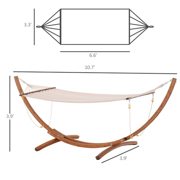 English Elm Outsunny 10' Wooden Hammock With Stand – Boho-Chic Outdoor Bed For Relaxation On Patios & Balconies W2225P174063-GIGA