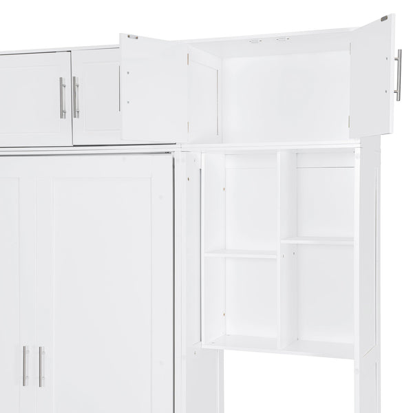 English Elm Queen Murphy Bed with Integrated Desk Cabinet Shelves Space Saving Studio Solution White N708S00021K-1
