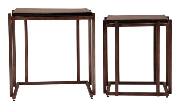 Zuo Modern Shimai Nesting Tables - Modern 2-piece Set In Bronze, Stylish Recycled Glass & Iron Design For Home Bronze Recycled Sand Cast Glass,Iron 110621-zuo-modern