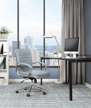 OSP Home Furnishings Mid Back Faux Leather Manager Chair with Lumbar Support and Chrome Loop Arms Charcoal SPX23591C-U42