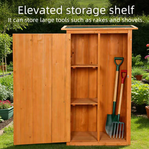 English Elm Outdoor Solid Wood Storage Shed with Lockable Door and Adjustable Shelves for Backyard W3921P409955