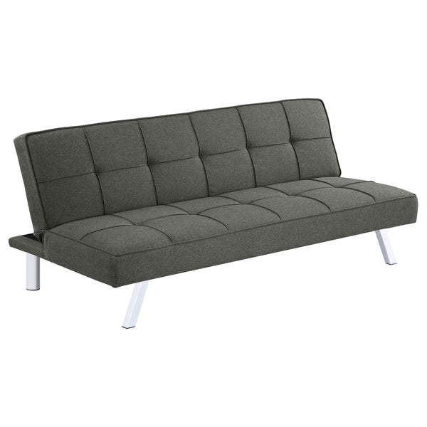 English Elm Joel Grey Tufted Convertible Sofa Bed with Plush Cushioning, Metal Legs, Modern Grey Elegance B062P344956
