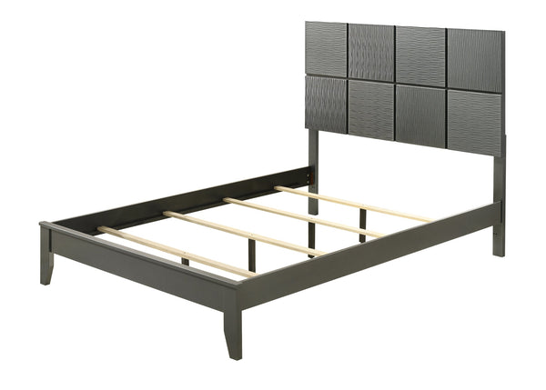 English Elm 1pc Full Panel Bed with Plush Channel Tufted Headboard, Neutral Finish, Contemporary Frame, Simple Assembly Gray 61 L x 36.5 W x 5.5 H B2741S00285