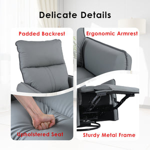 English Elm Rocker Recliner Chair 360° Swivel Glider with 90–150° Recline, 30° Rocking, Side Pocket, Blue-Gray W1028P193666