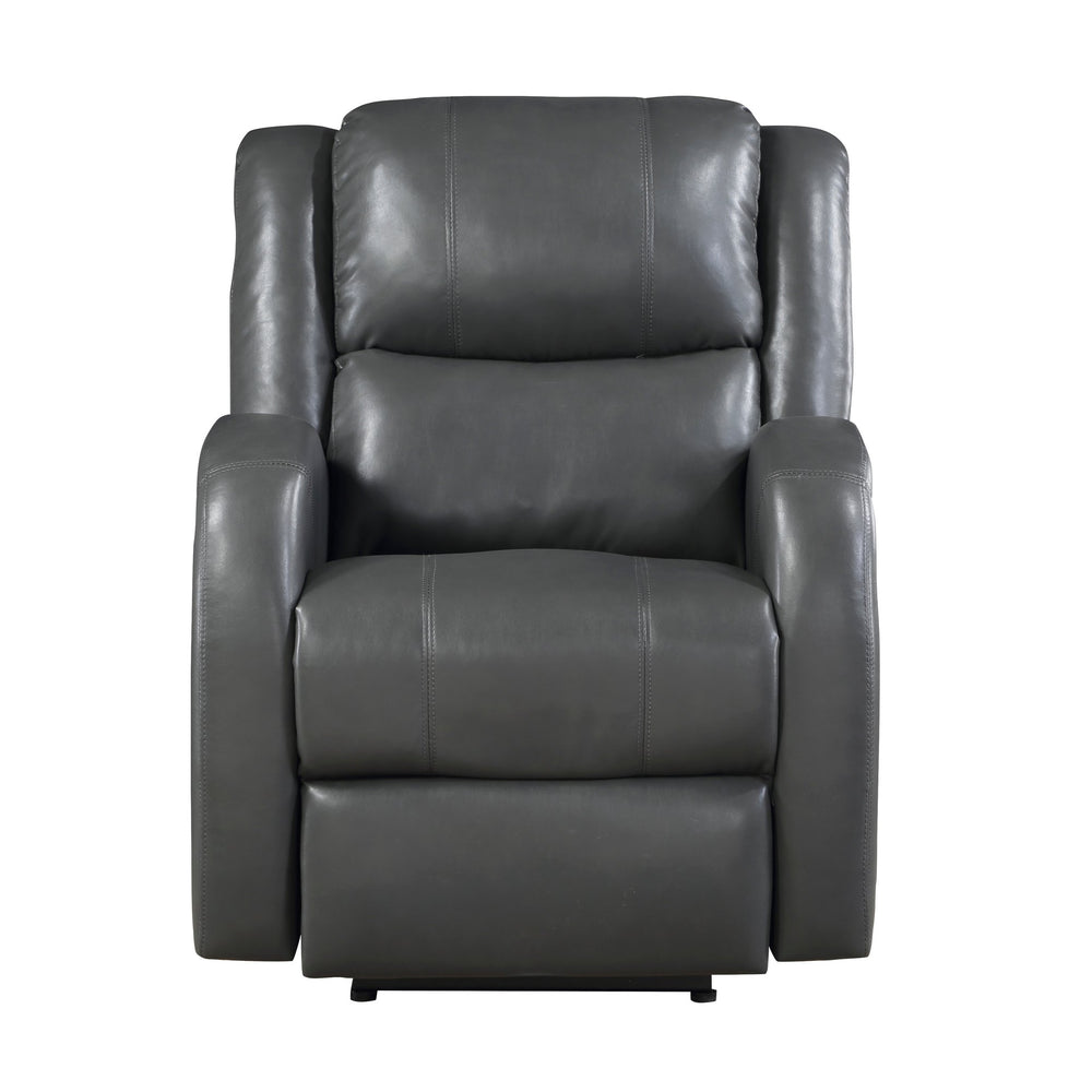 English Elm Modern Power Reclining Chair In Gray Faux Leather - Plush Comfort, Solid Wood Frame, Ergonomic Design B011P256236