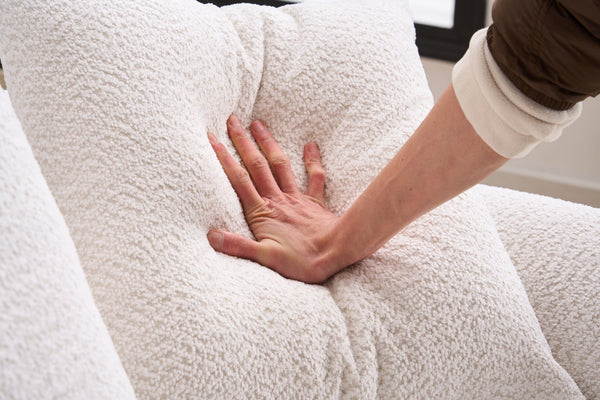 English Elm LY-024 Beige Compression Sofa 4-Seater Deep Seat Crochet Yarn Fabric Foam+Spring Breathable Comfort W2231S00014