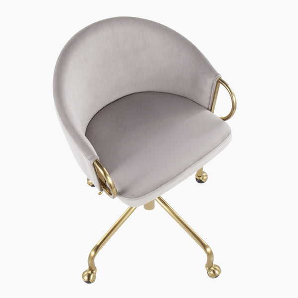 English Elm Task Chair with Black Velvet Seat and Glam Metal Base for Home Office Gold,Silver B202P474177