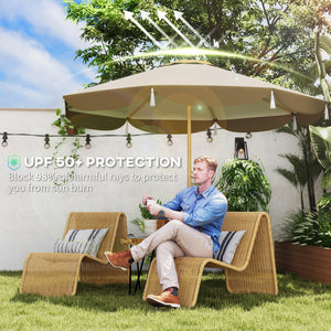 English Elm Outsunny 9 Foot Vented Market Umbrella Upf 50 Plus Polyester Shade for Patio Deck W2225P485591
