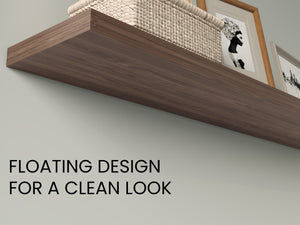 English Elm Floating Shelves - Stylish Walnut Design, 2-Tiered Storage Solution For Modern Home Decor & Organization B097P250908
