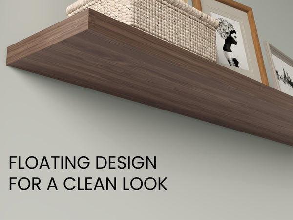 English Elm Floating Shelves - Stylish Walnut Design, 2-Tiered Storage Solution For Modern Home Decor & Organization B097P250908