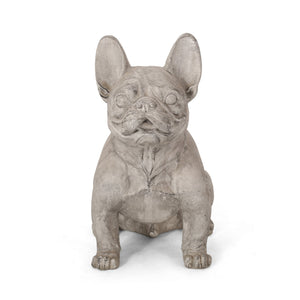 English Elm Christopher Knight Home® - DOG French Bulldog Garden Sculpture Cast Stone Outdoor Accent with Antique Wash, Durable Charm Rustic White 70293.00RUSWHTGRN