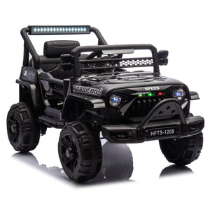 English Elm 12v Kids Electric Ride on Truck with Parental Remote Four Wheel Suspension and Led Lights Black W1578P187459