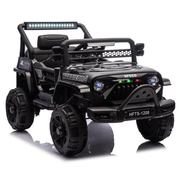 English Elm 12v Kids Electric Ride on Truck with Parental Remote Four Wheel Suspension and Led Lights Black W1578P187459