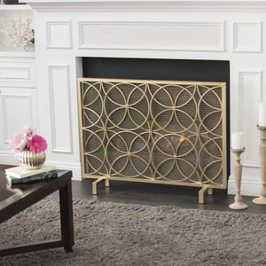 English Elm Fire Screen Handcrafted Iron Geometric Mesh Spark Guard for Modern Living Rooms 61125.00GLD