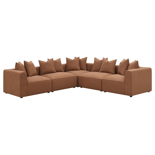 English Elm Colleen Terracotta Corner Chair With Pillows - Stylish Modular Seating For Modern Living Spaces B062P358077