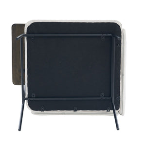 English Elm Leisure Linen Accent Chair with Built-in Side Table Pockets and Lumbar Pillow Modern Beige W395P453307