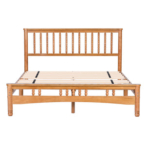 English Elm Queen Solid Wood Platform Bed Clean Lined Headboard No Box Spring Needed W1917P170227