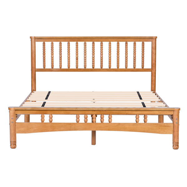 English Elm Queen Solid Wood Platform Bed Clean Lined Headboard No Box Spring Needed W1917P170227