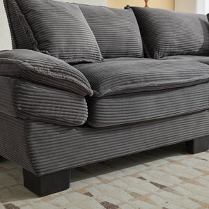 English Elm Corduroy Stylish Sleeper Sofa Loveseat with Dual-Layer Cushions & Two Support Pillows, Sturdy Frame Grey W676P184143