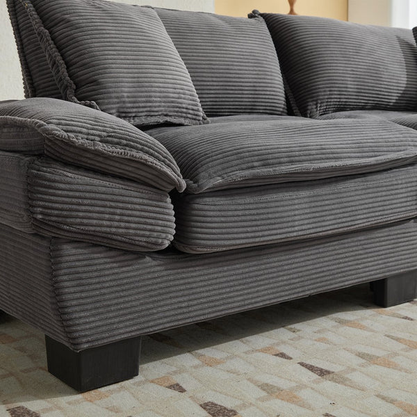 English Elm Corduroy Stylish Sleeper Sofa Loveseat with Dual-Layer Cushions & Two Support Pillows, Sturdy Frame Grey W676P184143