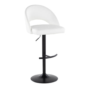 English Elm Adjustable Swivel Barstools Set of 2 Faux Leather Padded Seat Black Metal Base B202S02010