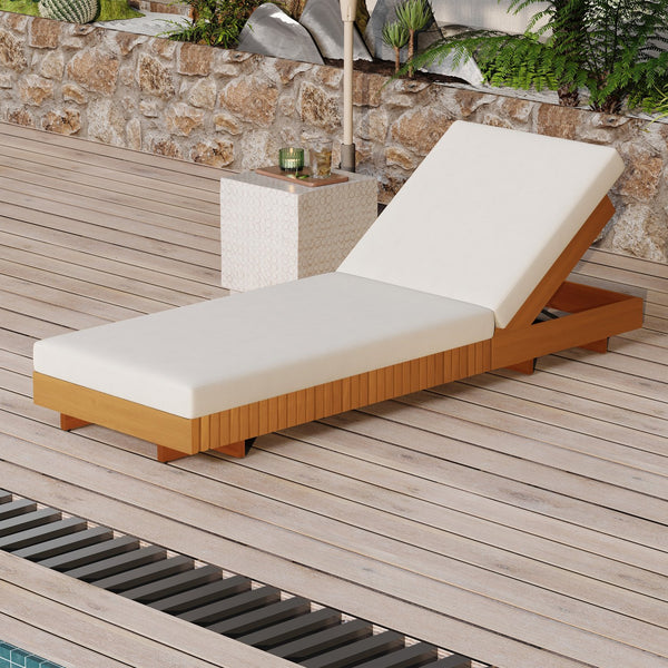 English Elm Christopher Knight Home® - Lounge Chaise Set - Elegant Acacia Wood With Cream Cushion, Ergonomic Design & Adjustable Comfort N770P281696C_65429.00CUSH