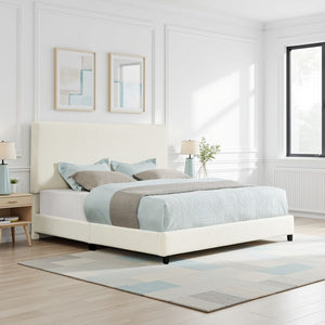 English Elm King Chic Bouclé Upholstered Platform Bed with Panel Headboard, Easy-Clean Polyester, Ships in One Box B108P160257