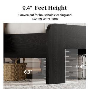 English Elm Bed Full Size Wood Platform with Led Headboard Usb Charging and Under Storage Space W636P318038