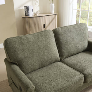 English Elm Loveseat Modern Mid-Century 2-Seater with USB Type-C Charging, Removable Zippered Covers, Sturdy Wood Legs Green W395P238825